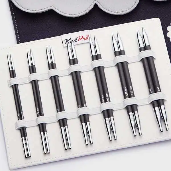 KnitPro Karbonz Normal Set di Ferri Circolari Componibili Midi, 13 cm