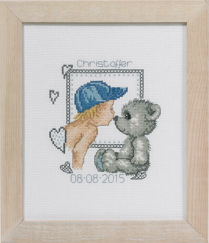 Kit da Ricamo Bacio dell'Orsetto Christoffer 19 x 23 cm