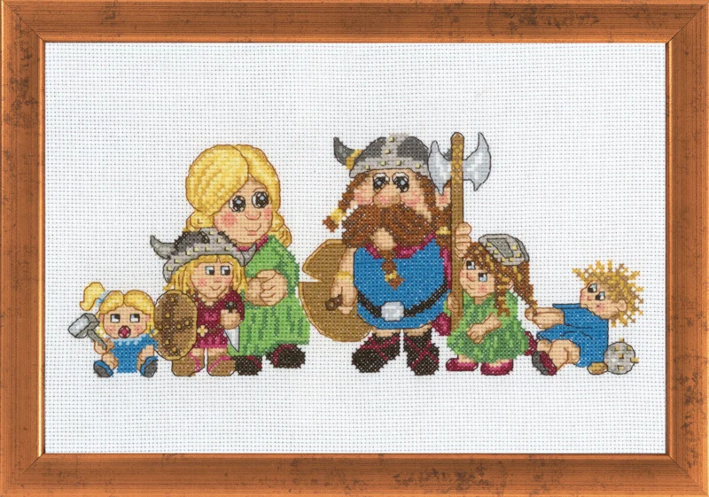 Kit da Ricamo Famiglia di Vichinghi 29 x 19 cm