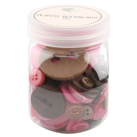 Bottoni Go Handmade Mix, plastica - MARRONE / ROSA 100 G