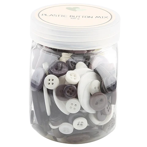 Bottoni Go Handmade Mix, plastica - GRIGIO 100 G