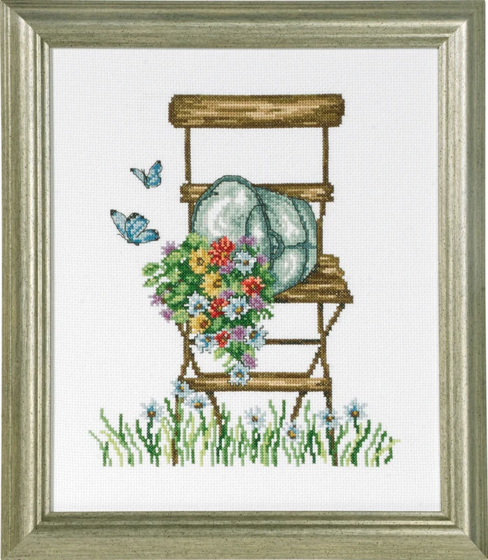Kit da Ricamo Sedia con Fiori R5025 26 x 21 cm