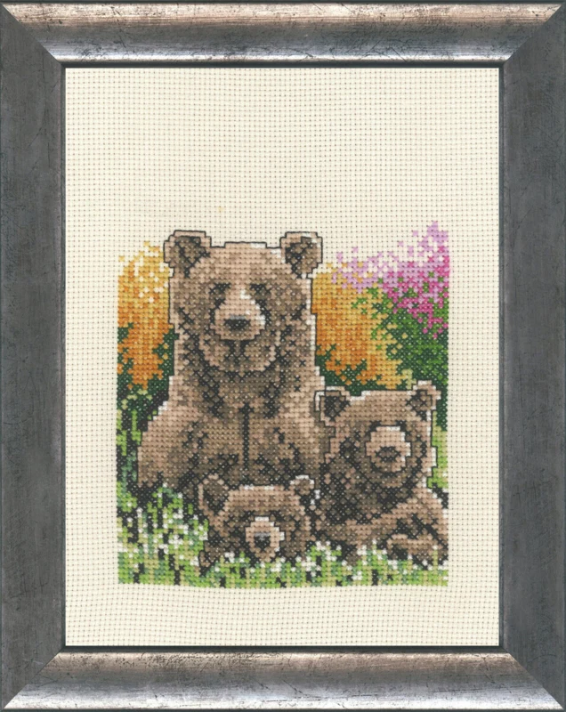 Kit da Ricamo Orso con Cuccioli R5300/00 16 x 21 cm
