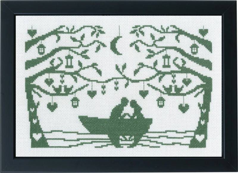 Kit da ricamo Coppia in barca a remi 29 x 20 cm