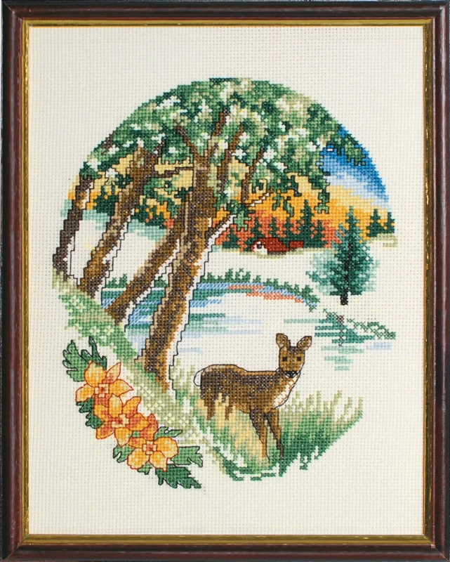 Kit Ricamo Capriolo presso il lago 22 x 26 cm