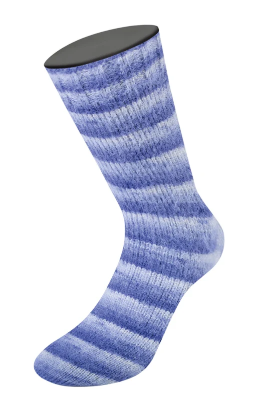 Lana Grossa Cosy Socks Soft Stripes 101 Blu violetto/violetto blu/violetto chiaro/bianco