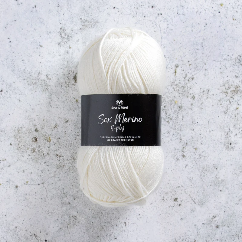 Svarta Fåret Sox Merino 4 ply 00 Bianco naturale