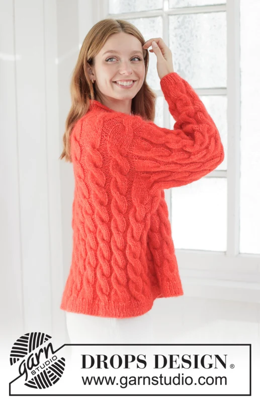 267-28 Queen of Cables Sweater by DROPS Design