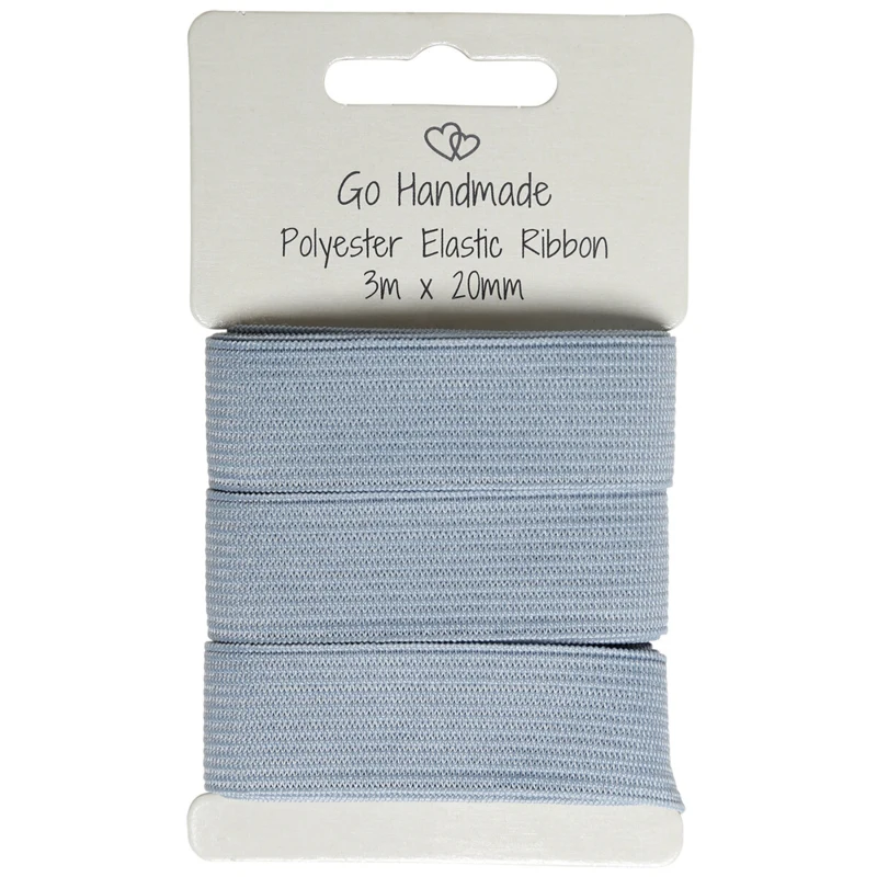 Go Handmade Nastro Elastico: 3 m x 20 mm, Grigio/blu