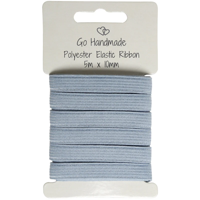Go Handmade Nastro Elastico: 5 m x 10 mm, Grigio/blu