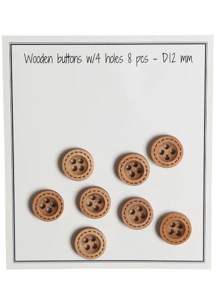 Go Handmade Bottoni in Legno con Impunture (8 pz): 12 mm