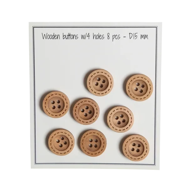 Go Handmade Bottoni in Legno con Impunture (8 pz): 15 mm
