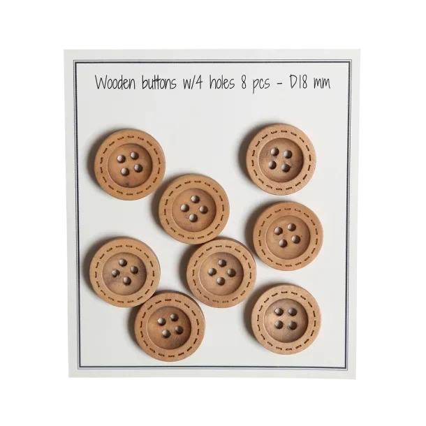 Go Handmade Bottoni in Legno con Impunture (8 pz): 18 mm