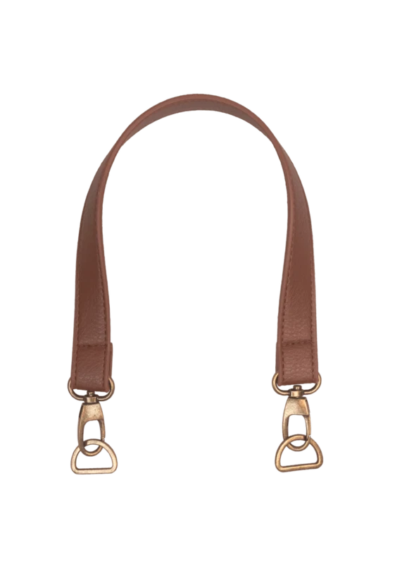 Go Handmade Manico per Borsa con Moschettone e Anello a D Marrone/Bronzo