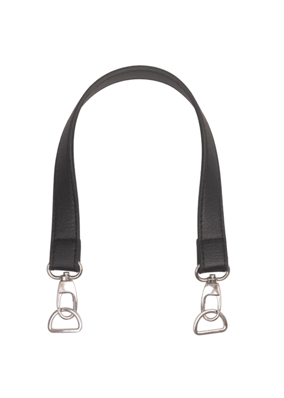 Go Handmade Manico per Borsa con Moschettone e Anello a D Nero/Argento