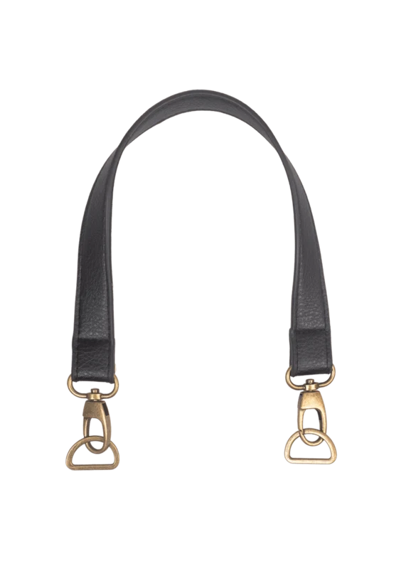 Go Handmade Manico per Borsa con Moschettone e Anello a D Nero/Bronzo