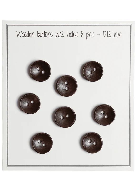 Go Handmade Bottoni Profondi in Legno, Scuri (8 pz): 12 mm