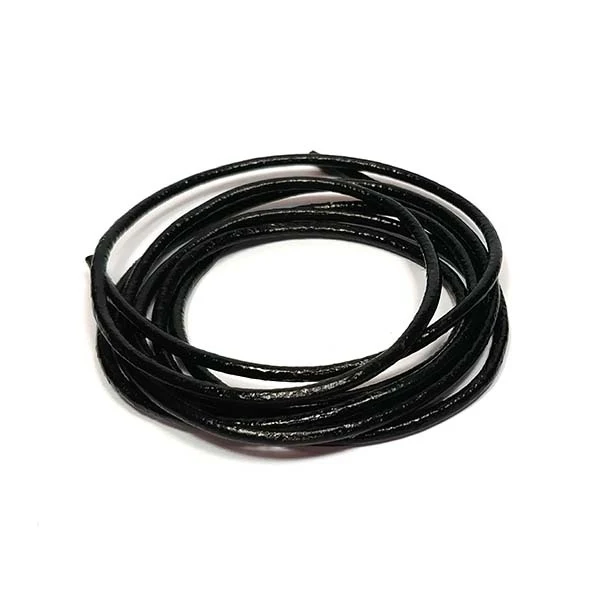HobbyArts Cordino in pelle, 1 m, Nero 2.00 mm