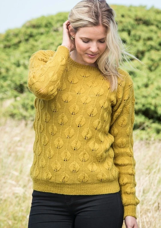1659 Blusa a maniche lunghe con motivo a foglie