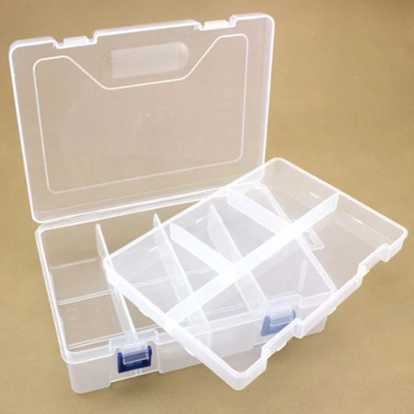 HobbyArts Scatola in plastica con coperchio, trasparente, 23x16 cm, 8 scomparti