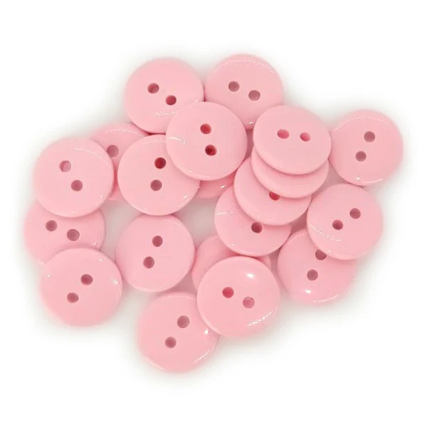 Bottoni rotondi in plastica HobbyArts rosa, 12.5 mm, 20 pezzi