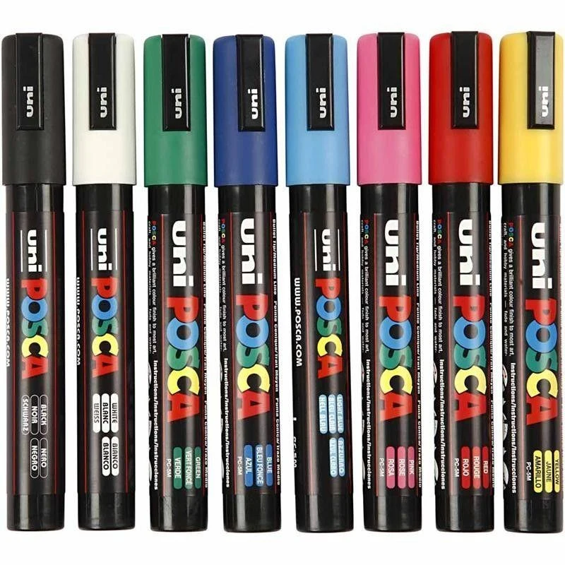 Uni Posca Tusch Medium, 8 stk