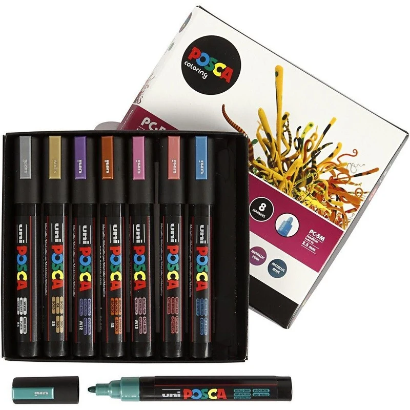 Uni Posca Tusch Medium Metallic, 8 stk