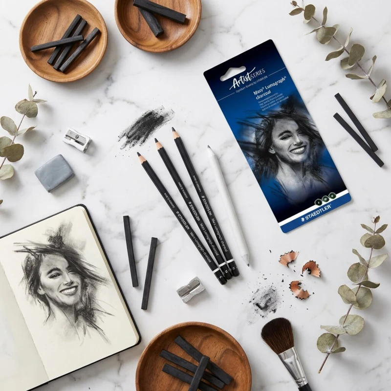 STAEDTLER Mars Lumograph carboncino e moncone da disegno, 3 + 1 pz – Immagine principale