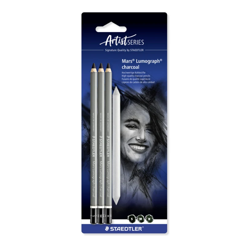 STAEDTLER Mars Lumograph carboncino e moncone da disegno, 3 + 1 pz – Immagine principale