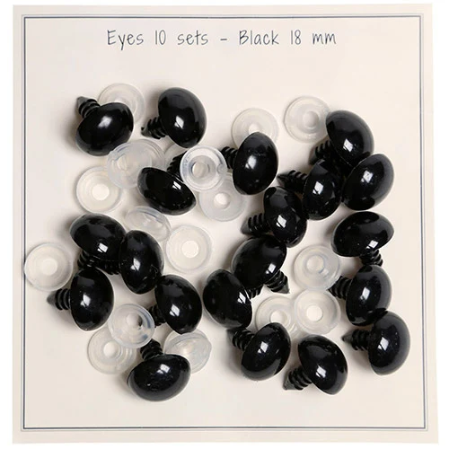 Go Handmade Sikkerhedsøjne Sort 18 mm (10 par)