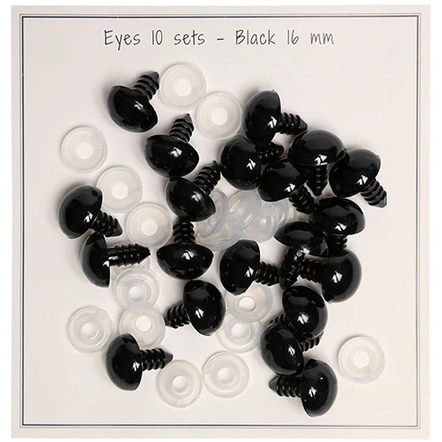 Go Handmade Sikkerhedsøjne Sort 16 mm (10 par)