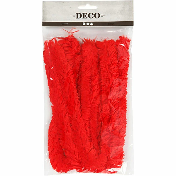 Chenille, 30mm, 40cm, 4stk Rød