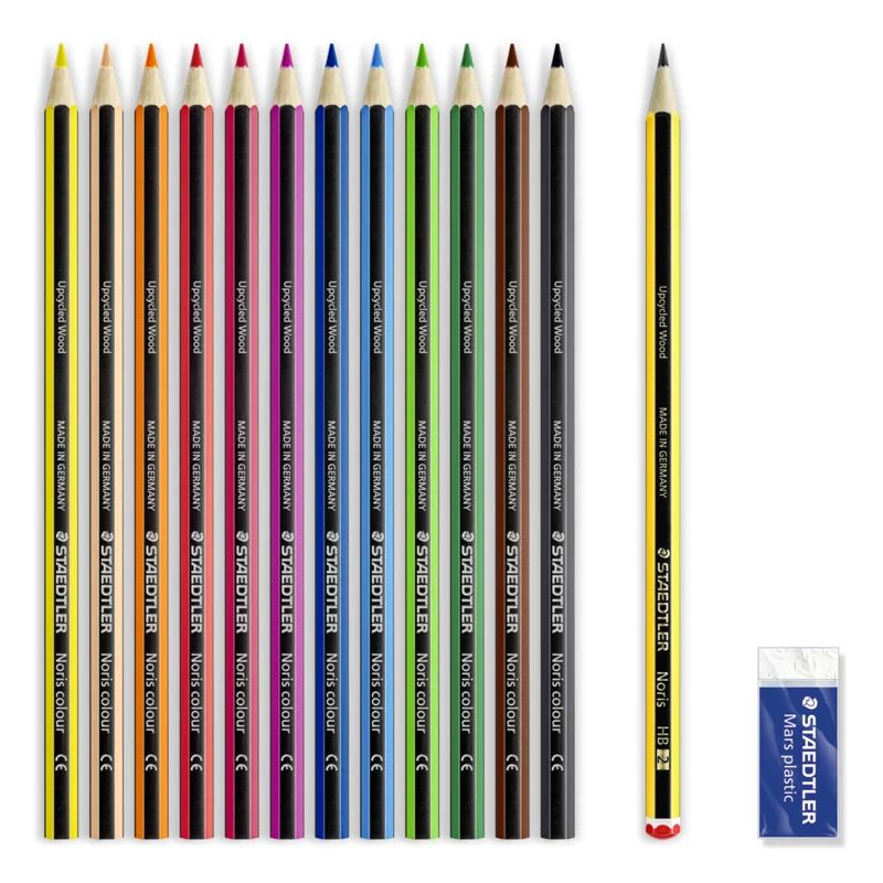 STAEDTLER Noris Club Matite colorate + Matita e gomma, 12 + 2 pezzi – Contenuto