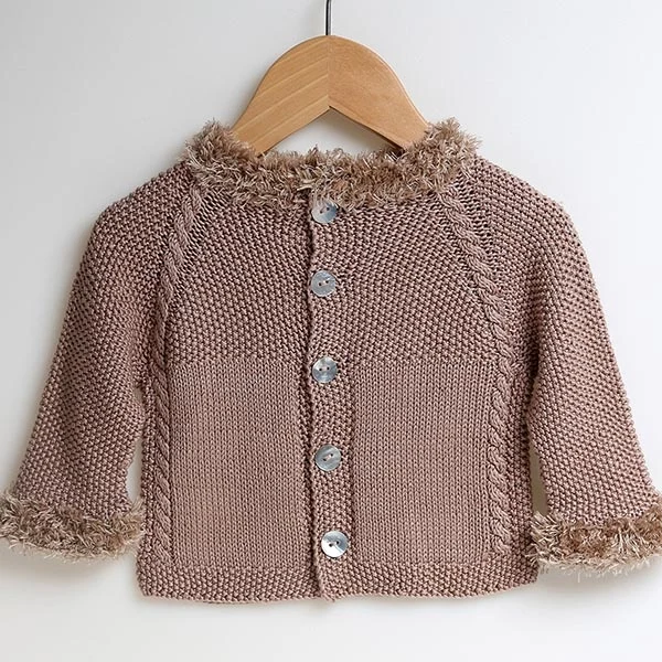 Go Cardigan fatto a mano in pelliccia punto muschio