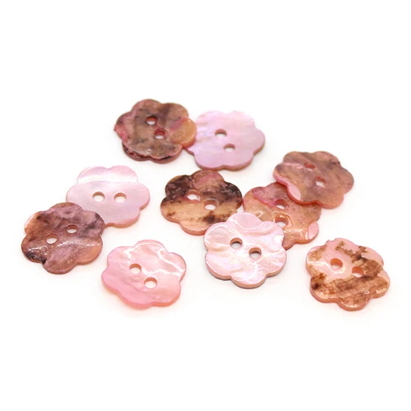 HobbyArts Perlemorsknapper Blomst Rosa 15 mm, 10 stk