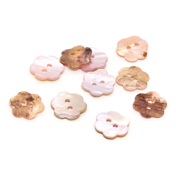 HobbyArts Perlemorsknapper Blomst Lys rosa 15 mm, 10 stk