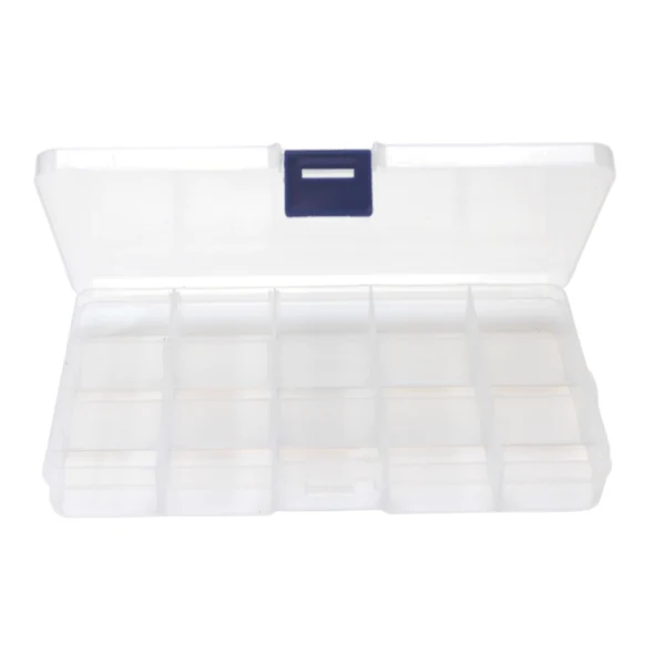 Scatola in plastica con coperchio Trasparente 17,6 x 10 cm, 15 scomparti
