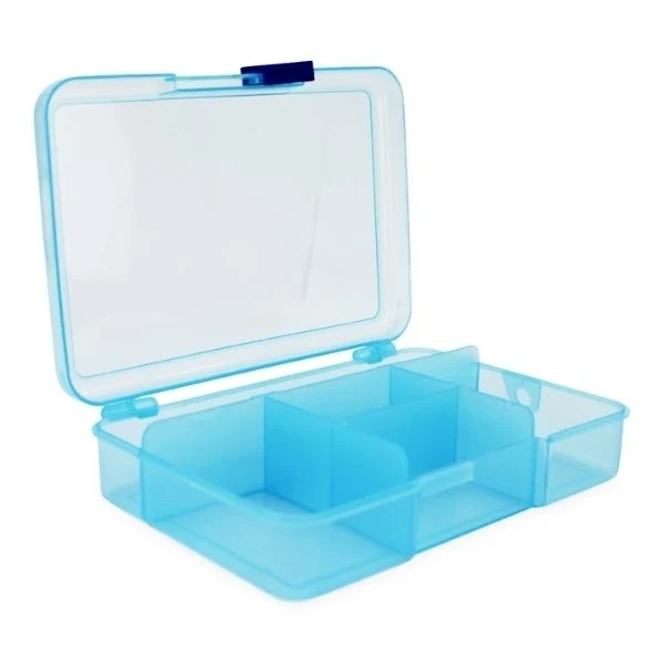 Plastboks med låg Blå 14,5 x 10 cm, 5 rum