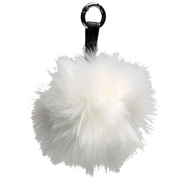 Go Handmade Pompon m. ringlås, 11 cm 22196 Hvid - sort strop