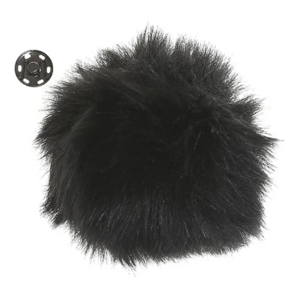 Go Handmade Pompon m. trykknap, 10 cm 17264 Sort