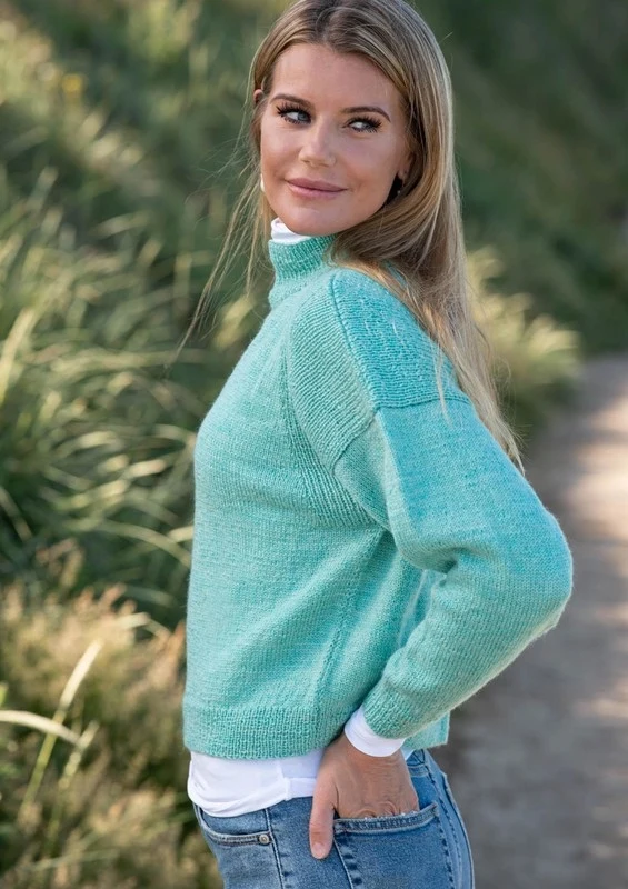 1800 Sweater med skulderstykker i rib