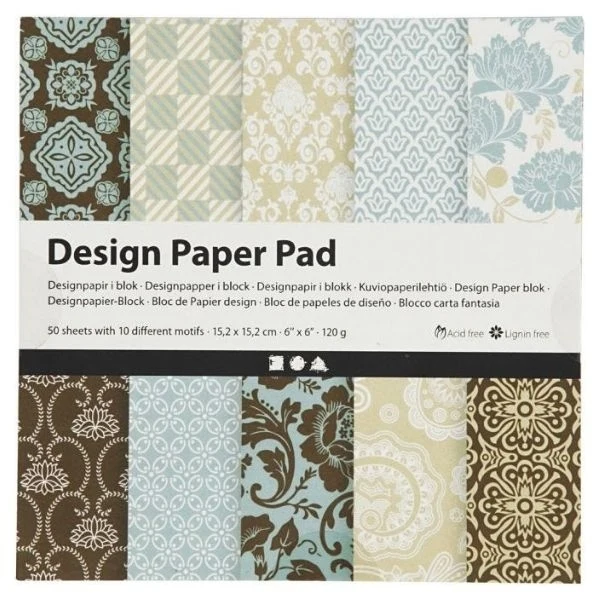 Designpapir i blok Basic Brun