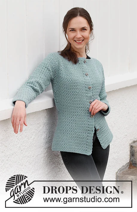 216-34 Giacca grigia con gufo di DROPS Design