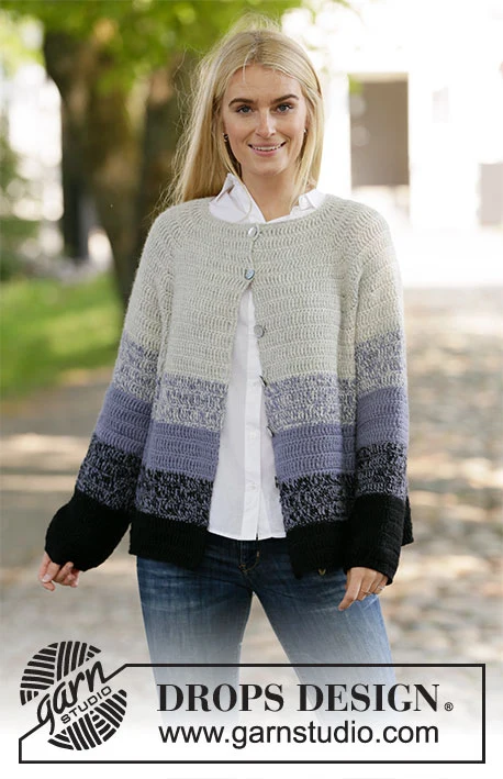 206-14 Giacca viola Dawn di DROPS Design