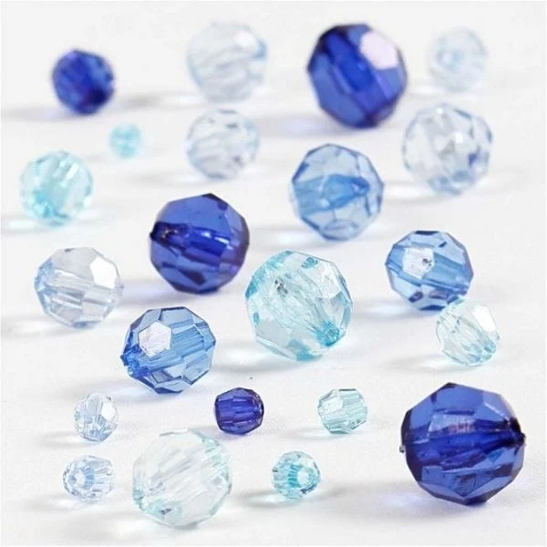 Harmoni Facetperlemix, 4-12 mm Blå