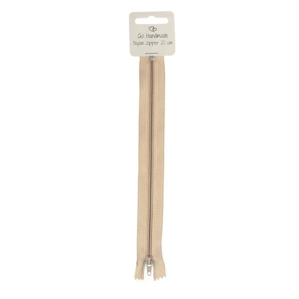 Go Handmade Nylon Lynlås 20 cm, Beige