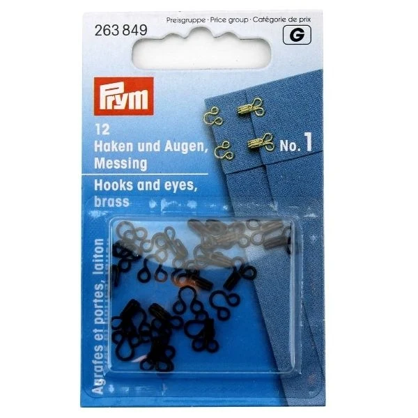 Prym Sorte Metal hægter, 12 Stk. Small