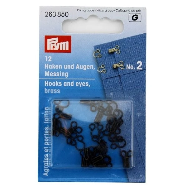 Prym Sorte Metal hægter, 12 Stk. Medium