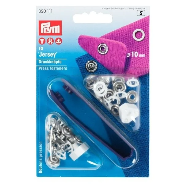 Prym Jersey Pulsanti con Strumenti Bianca, 10 mm