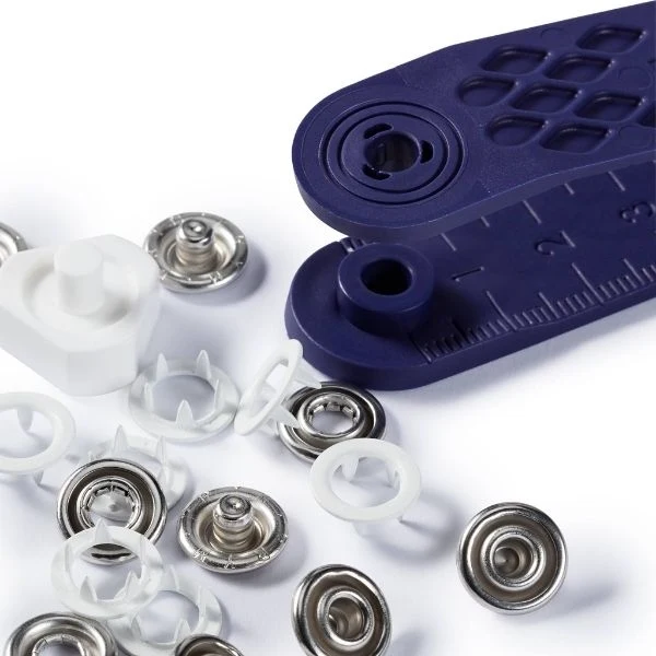 Prym Jersey Pulsanti con Strumenti Bianca, 10 mm